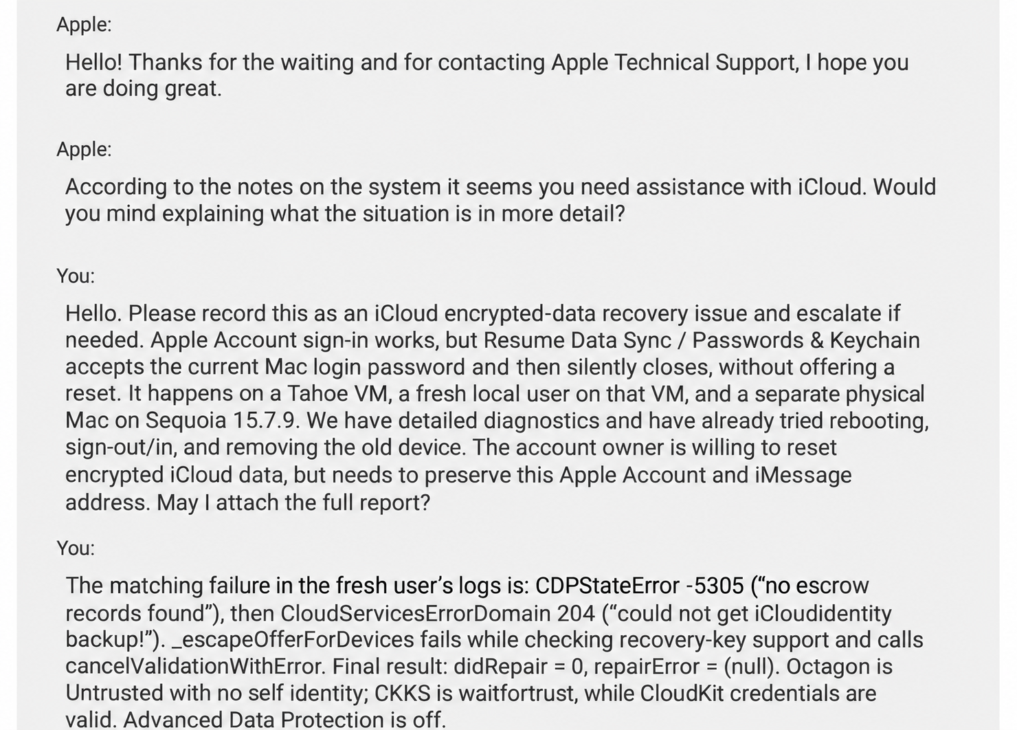 Chat with Apple Support